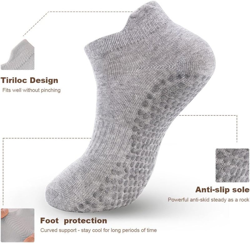 kepiibi 5 Pairs Pilates Socks with Grips for Women Non Slip Grip Yoga Crew Socks for Barre Hospital Barefoot Workout - Image 2